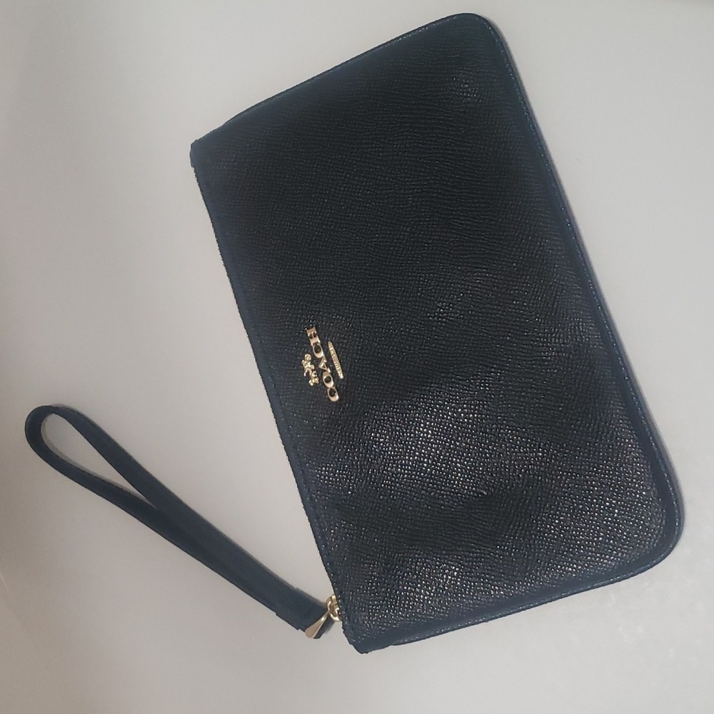 Coach Black and Gold Large Wristlet